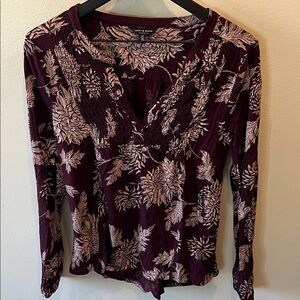 Lucky Brand Purple Floral V-Neck Blouse